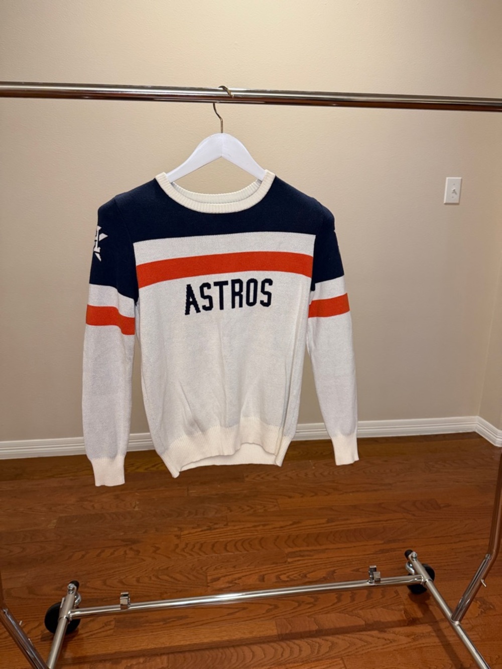 ASTROS Colorblock Crewneck Sweater - White/Navy/Orange